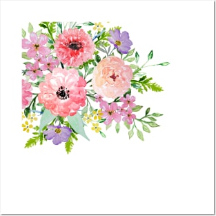 Blooming floral bouquet watercolor hand paint Posters and Art